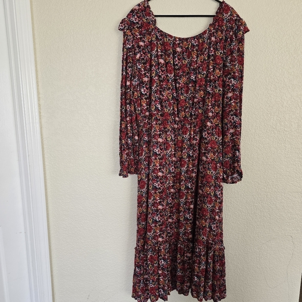 Hayden Los Angeles NWT Floral Print Ruffled Square Neck Midi Dress 2X - Picture 7 of 9